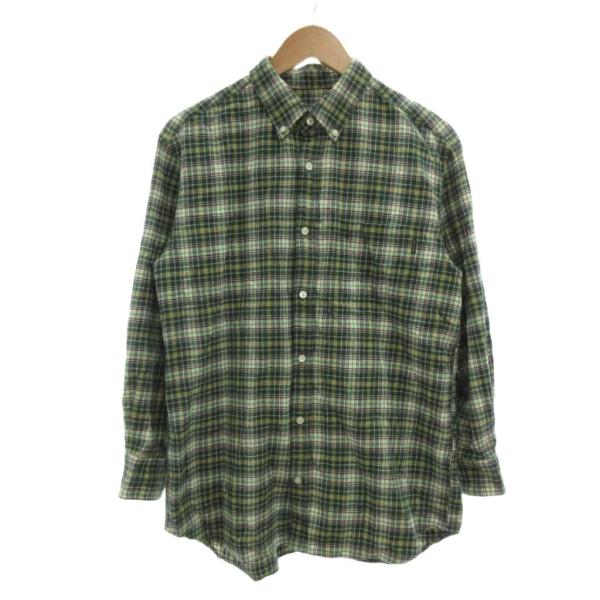 パパス Papas ボタンダウンシャツ BD L 緑 グリーン チェック柄 長袖