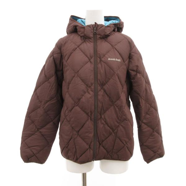 モンベル Montbell ダウンジャケット キルティング ロゴ刺繍 160 茶