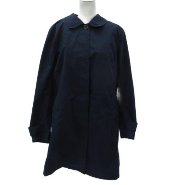 ランズエンド LANDS' END スプリングコート ステンカラーコート ロング丈 XL 大きいサイズ 紺 ネイビー /SM11 ■GY59 レディース