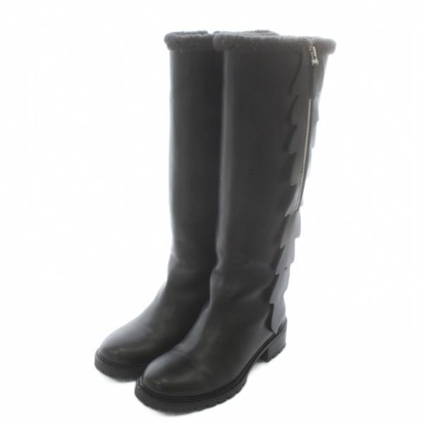 FENDI（フェンディ） ムートンブーツ レザー ボア ロング ラウンドトゥ