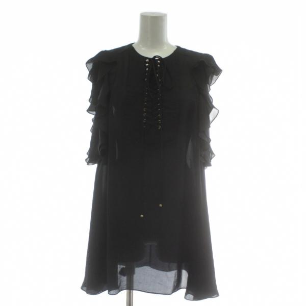 ジバンシィ GIVENCHY ブラウス ノースリーブ シアー レースアップ 36 S 