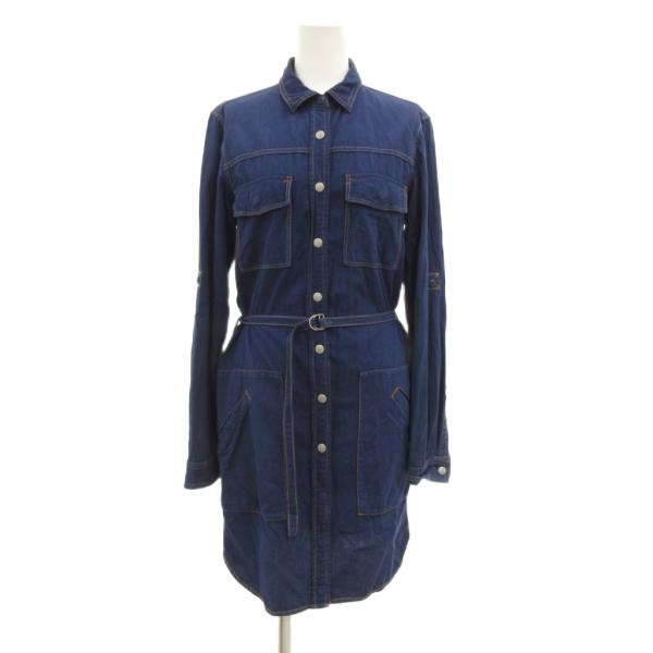 プラステ PLST デニムシャツワンピース 長袖 ベルト ひざ丈 2