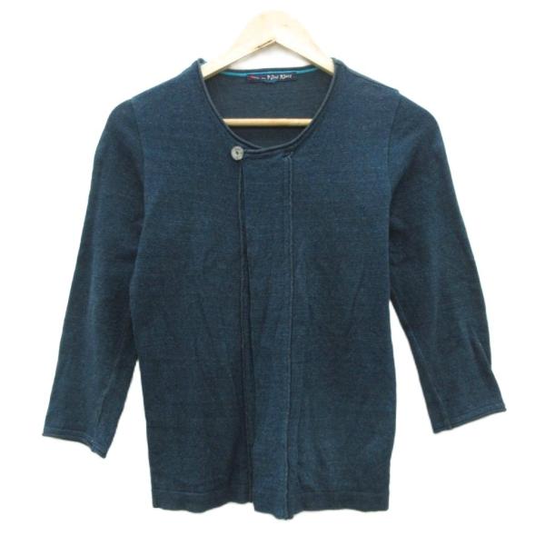 パラスパレス Pallas Palace カーディガン ミドル丈 2 M 紺 七分袖