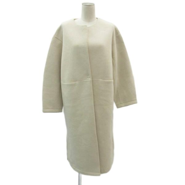 ノーリーズ Nolley's ノーカラーコート 38 M アイボリー ロング丈