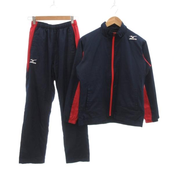 ミズノ MIZUNO セットアップ ジャージ トラックジャケット パンツ 160 紺 ネイビー 長袖 ジップアップ 切り替えデザイン イージー /NU【ブランド】ミズノ MIZUNO【表記サイズ】160【実寸サイズ】ジャケット 肩幅：44c...