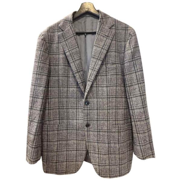 BEAMS F テーラードジャケットジャケット カノニコ グレー チェック ビームスエフ BEAMS F テーラードジャケット チェック ウール カシミヤ