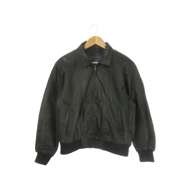 デュランテ DURANTE レザージャケット L 黒 ブラック 長袖 折り襟 リブ