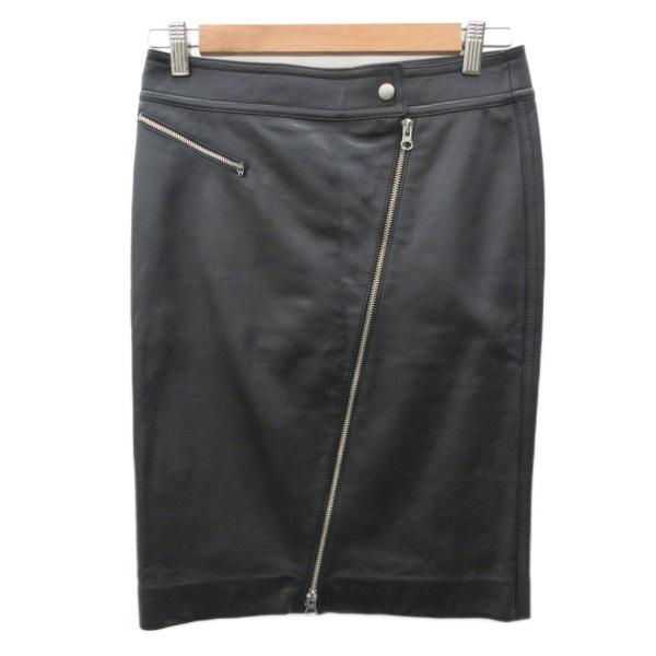 ダナキャランニューヨーク DKNY レザータイトスカート 4 S 黒 ブラック