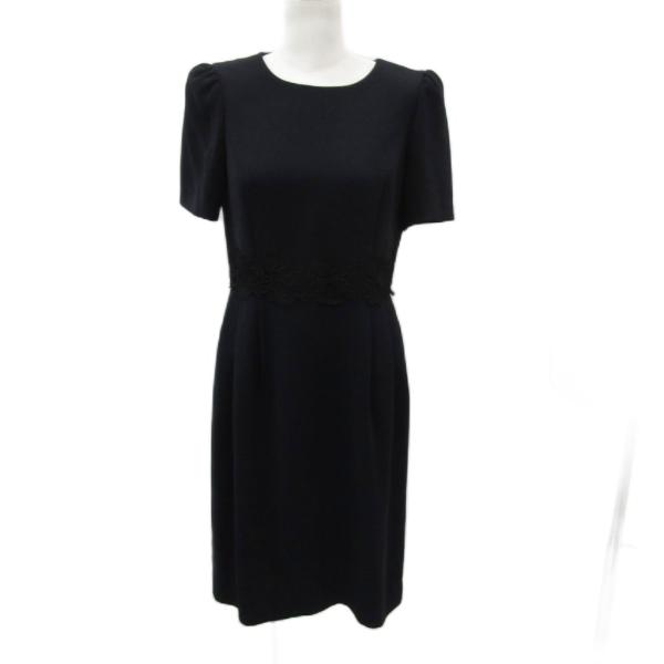 エムズグレイシー M'S GRACY ワンピース ミモレ丈 38 M 紺 ネイビー