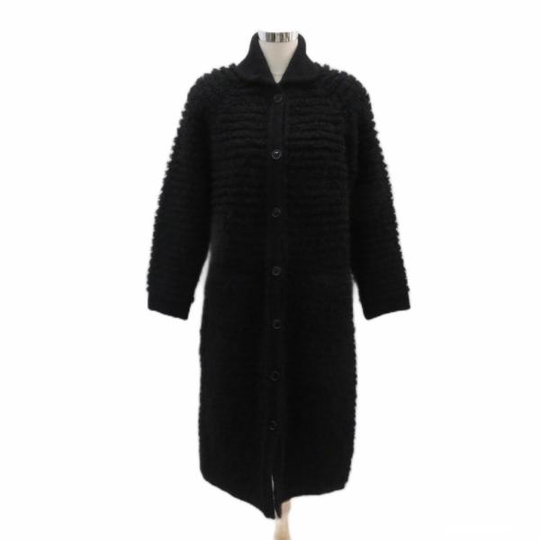 ソニアリキエル SONIA RYKIEL ニットコート 黒 ブラック 襟付き ロング