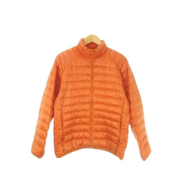 ユニクロ（UNIQLO） ライトダウンジャケット 上着 M オレンジ 立ち襟