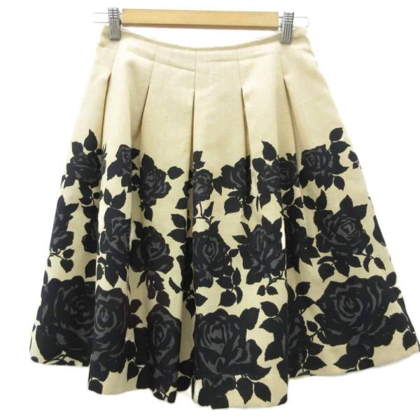 エムズグレイシー M'S GRACY フレアスカート ひざ丈 38 M ベージュ