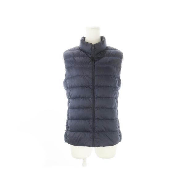 ユニクロ UNIQLO ダウンベスト スタンドカラー ジップアップ L 紺 ネイビー /CK30 ■GY61 レディース