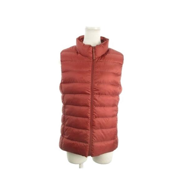 ユニクロ UNIQLO ダウンベスト L 赤 レッド くすみカラー ノースリーブ スタンドカラー キルティング /AO14 ■GY61 レディース