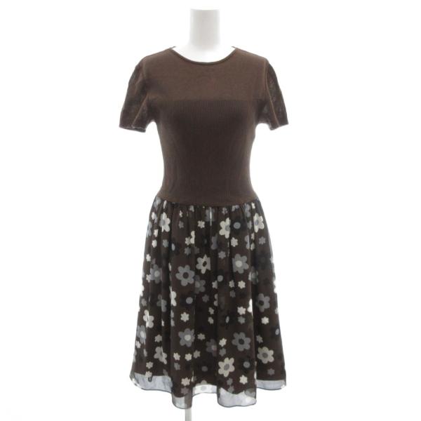 エムズグレイシー M'S GRACY ドッキングワンピース 半袖 ひざ丈 花柄