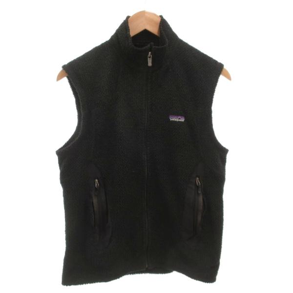 パタゴニア Patagonia ジップアップベスト ロゴ S 黒 ブラック /FF