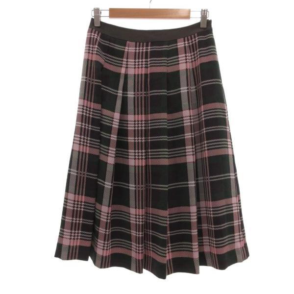 エムズグレイシー M'S GRACY プリーツスカート ひざ丈 チェック柄 38