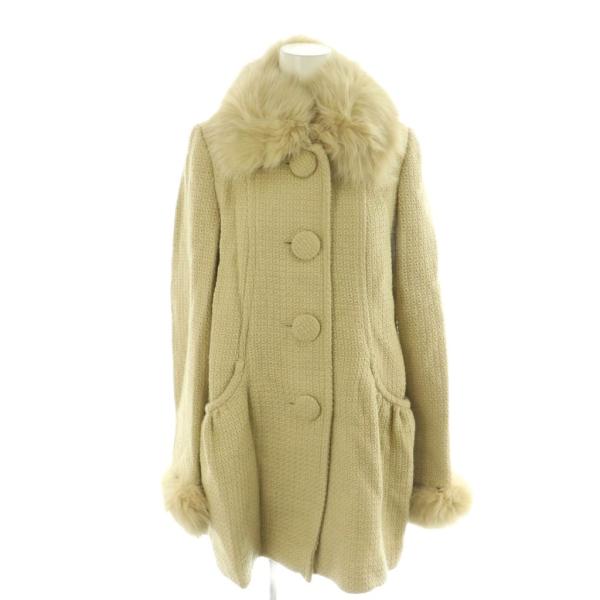 未使用品 セシルマクビー CECIL McBEE コート ウール混 M ベージュ ファー襟 ファー袖口 長袖 /AG ■OS ■GY60 レディース