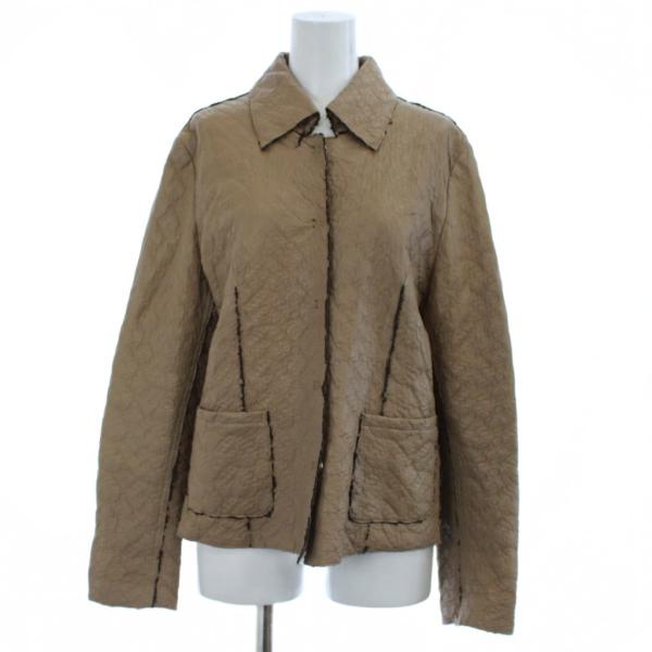 ファルディ FURDi MILANO ITALY レザージャケット 上着 茶 ブラウン レギュラーカラー 長袖 ステッチデザイン /GG ■GY60 レディース
