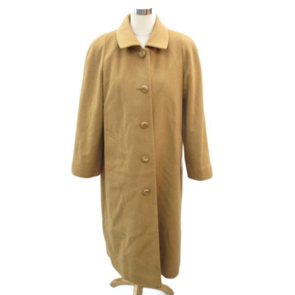 ハイセンス HIGH SENSE Ladies Fashion ステンカラーコート ロング丈 カシミヤ L 茶 無地 /SY34 ■ECC001 レディース