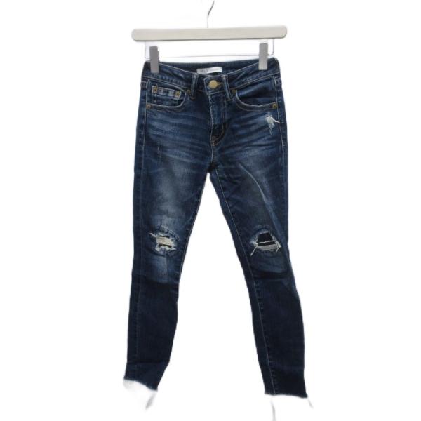 アズールバイマウジー AZUL by moussy デニム ジーンズ XS 青 ブルー ダメージ加工 /AQ ■OS ■GY58 レディース