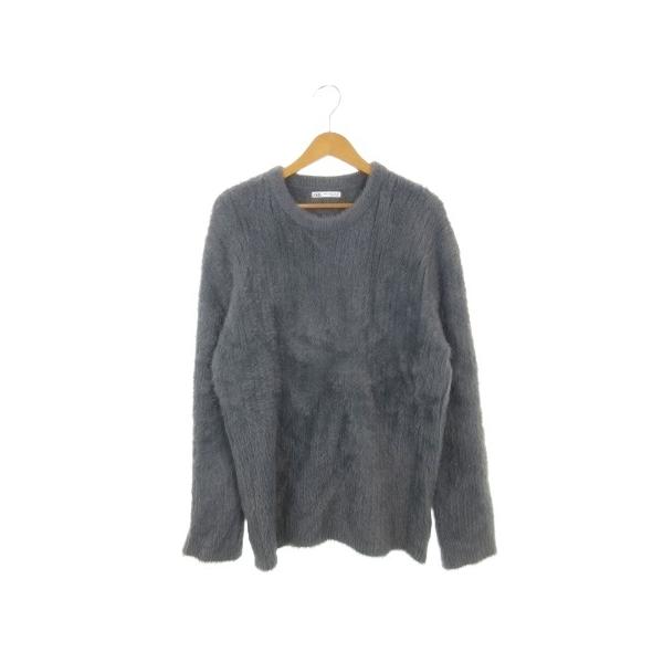 ZARA（ザラ） ニット セーター シャギー M グレー まだら模様 ラウンド
