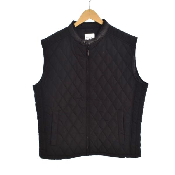 ザラ ZARA キルティング 中綿 ベスト XL 黒 ブラック ■ECD002 メンズ