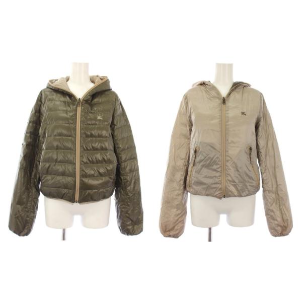 バーバリー　ブルーレーベル　リバーシブルダウンジャケット　カーキ×ブラック　38 BURBERRY BLUE LABEL（バーバリーブルーレーベル） ダウンジャケット