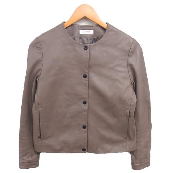 ルクスルフト Luxluft 羊革 レザージャケット 革ジャン ノーカラー アウター 総裏地 38 茶 ブラウン /TT レディース