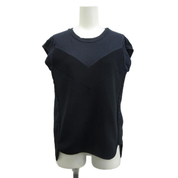 ソブ sov. ダブスタ カットソー F ネイビー 紺 半袖 フレンチスリーブ クルーネック リブ編み Tシャツ /PP ■ECA004 レディース