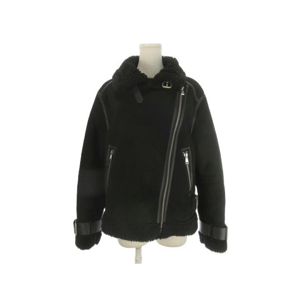 ZARA（ザラ） ライダースジャケット フェイクムートン S 黒 ブラック