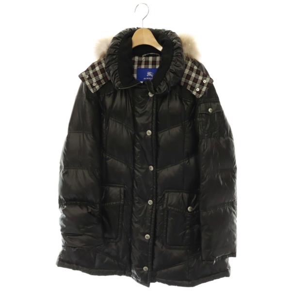 バーバリーブルーレーベル BURBERRY BLUE LABEL ダウンコート フード付き 40 ブラック /ES ■GY53 レディース