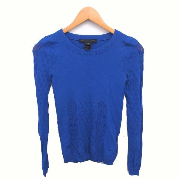 マークバイマークジェイコブス MARC by MARC JACOS 国内正規品 ニット セーター 透かし編み 薄手 モックネック 長袖 XS ブルー 青 /TT ■EC