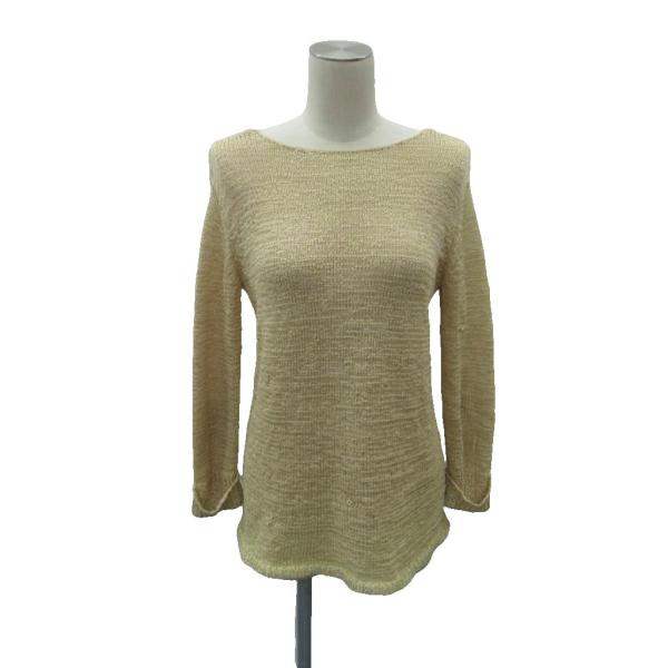 ダナキャランニューヨーク DKNY ニット カットソー P ベージュ 透かし編み 長袖 ボートネック /SY11 ■ECD005 レディース