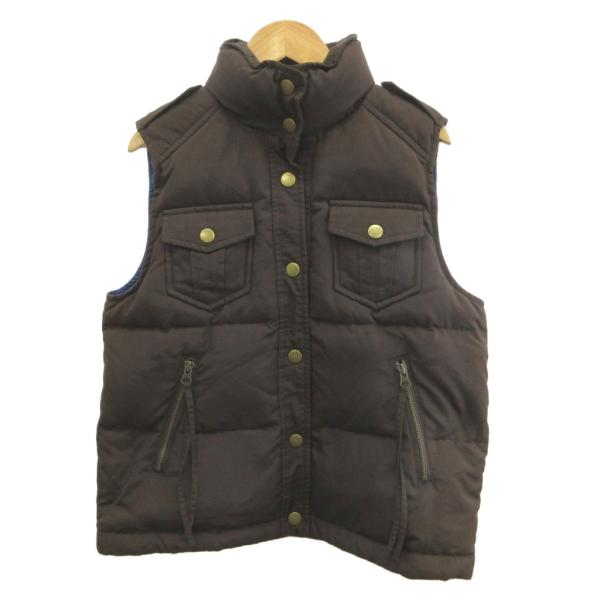 ユニクロ UNIQLO ダウンベスト ジャケット 上着 L 茶 ブラウン 無地 スタンドカラー ノースリーブ /MD ■ECA006 レディース