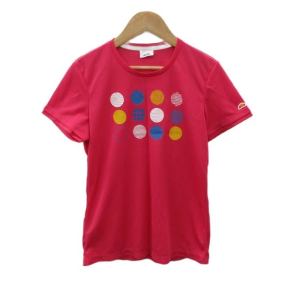 エレッセ ellesse テニスウエア カットソー Tシャツ M ピンク ドット柄