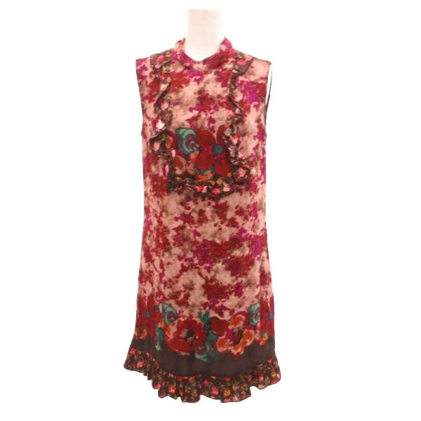 ANNA SUI（アナスイ） ワンピース ノースリーブ 花がら フリル ミモレ