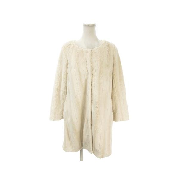 プロポーション ボディドレッシング PROPORTION BODY DRESSING フェイクファーコート 3 白 ホワイト アイボリー 無地 ノーカラー 長袖