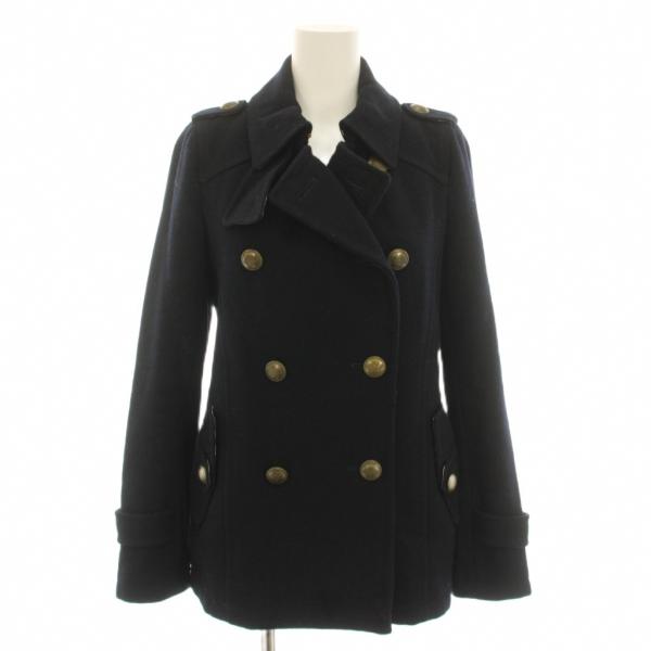 バーバリーブルーレーベル BURBERRY BLUE LABEL ピーコート Pコート アウター 裏地チェック柄 38 紺 FNF37-804-32 ■GY53 レディース