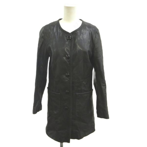 ドレッシング スプレマシー DRESSING SUPREMACY レザージャケット コート 上着 アウター 革ジャン ノーカラー パッチポケット M 黒