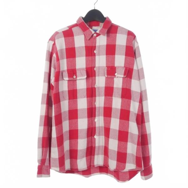 【中古】グッドイナフ GOODENOUGH 90S ブロックチェックシャツ ネルシャツ 長袖 M レッド ホワイト メンズ グッドイナフ GOODENOUGH 90S ブロックチェックシャツ ネルシャツ 長袖