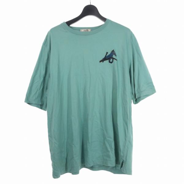 HERMES エルメス Tシャツ パズルパッチ ミニレザー ブルー HERMES エルメス 22SS Equestrian Puzzle パズル・エケストル