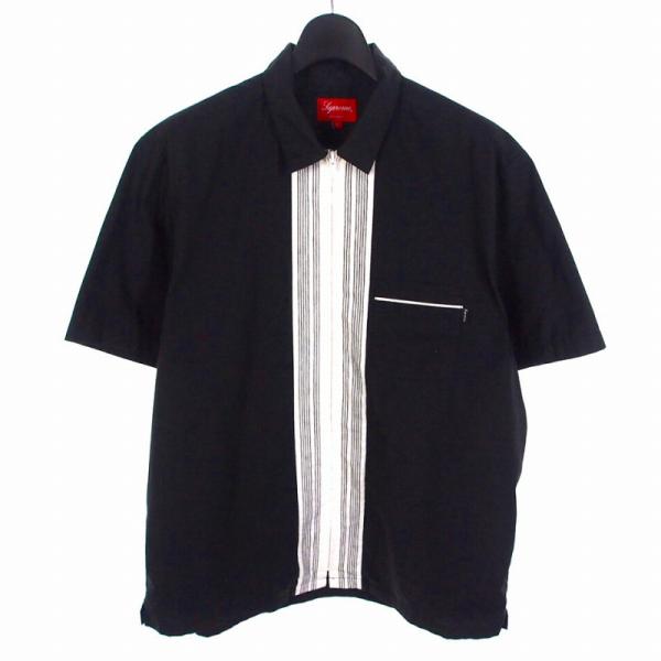【中古】シュプリーム SUPREME 20SS Bowling Zip S/S Shirt チェーン刺繍 ロゴ フルジップ ボーリングシャツ 半袖 L vectorpremium_202-902509200001