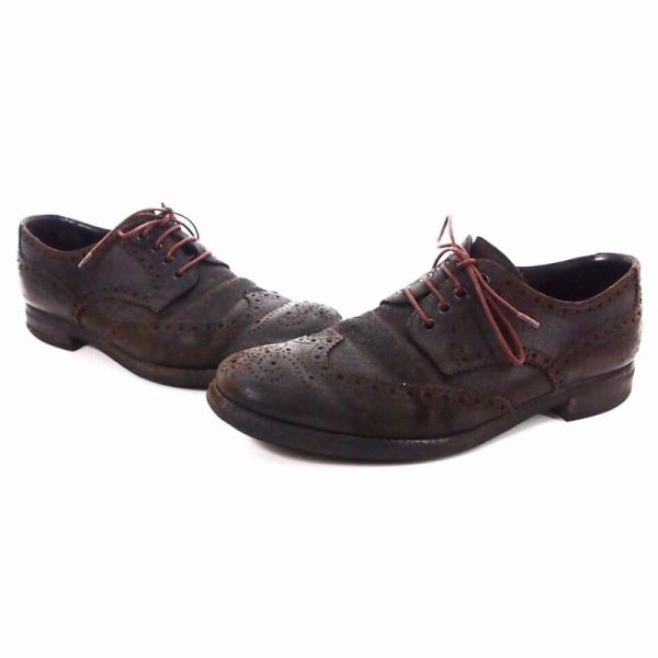 PRADA（プラダ） ウィングチップ レザーシューズ 靴 7.5 ブラウン 茶 1