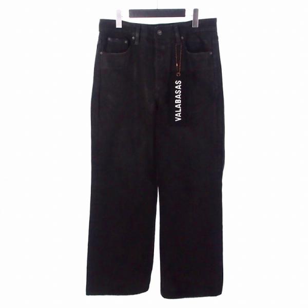 【中古】バラバサス VALABASAS コーティング加工  ワイドデニム ジーンズ パンツ 32 ブラック 黒 メンズ バラバサス VALABASAS コーティング加工 ワイドデニム ジーンズ パンツ