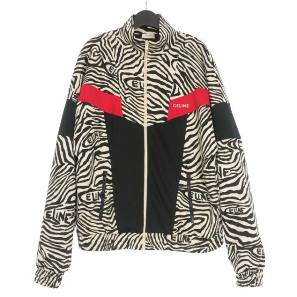 【中古】セリーヌ CELINE 22AW ゼブラ柄トラックジャケット ブルゾン S ホワイト/ブラック/レッド 白 黒 赤 2Y880426S 国内正規  メンズ CELINE（セリーヌ） CELINE 22AW ゼブラ柄トラックジャケット ブルゾン