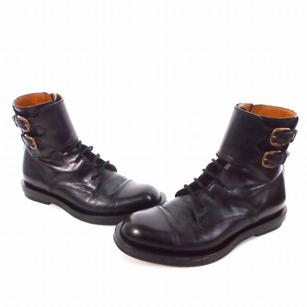 【中古】グッチ GUCCI Double Buckle Military Boots ダブルバックル レザー ミリタリーブーツ 靴 7 ブラック 黒 325854 メンズ GUCCI（グッチ） GUCCI Double Buckle Military Boots ダブルバックル