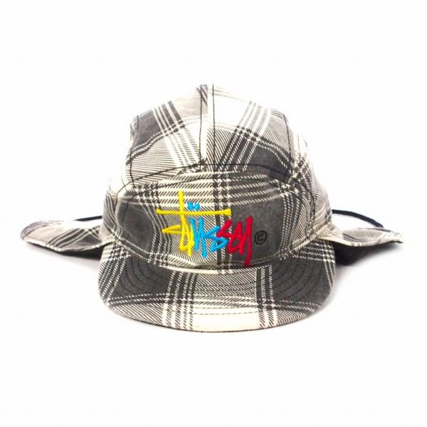 【中古】ステューシー STUSSY Trapper Hat チェック ハット キャップ 耳当て 帽子 ONE SIZE ホワイト/グレー メンズ STUSSY（ステューシー） STUSSY Trapper Hat チェック ハット キャップ