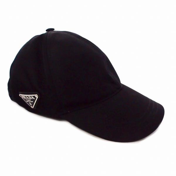PRADA 黒 帽子 Lサイズ PRADA（プラダ） ロゴ ナイロンキャップ 帽子 L ブラック 黒 メンズ
