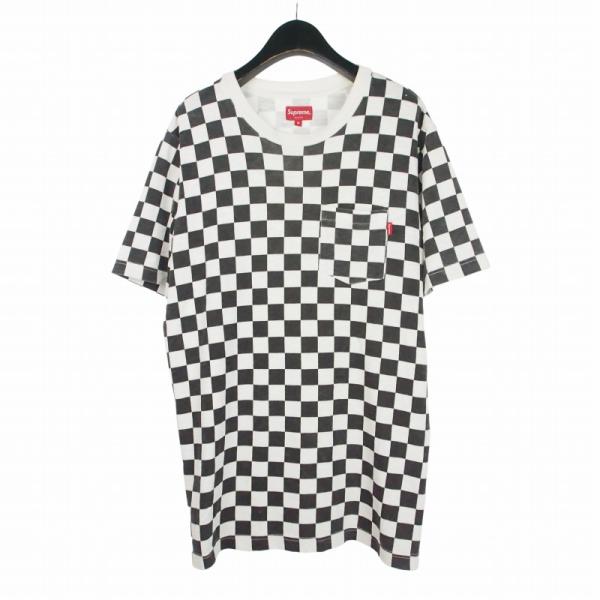 シュプリーム SUPREME 17SS Pocket Tee Checker ポケット Tシャツ チェッカー ブロックチェック カットソー M ホワイト×ブラック  メンズ